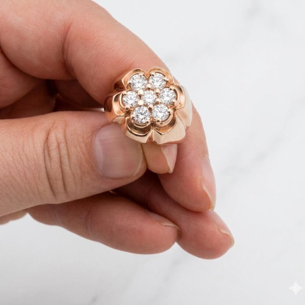 Vintage 14K Gold Diamond Cluster Ring .50 CTW 7.15g Size 8 Estate Fine Jewelry